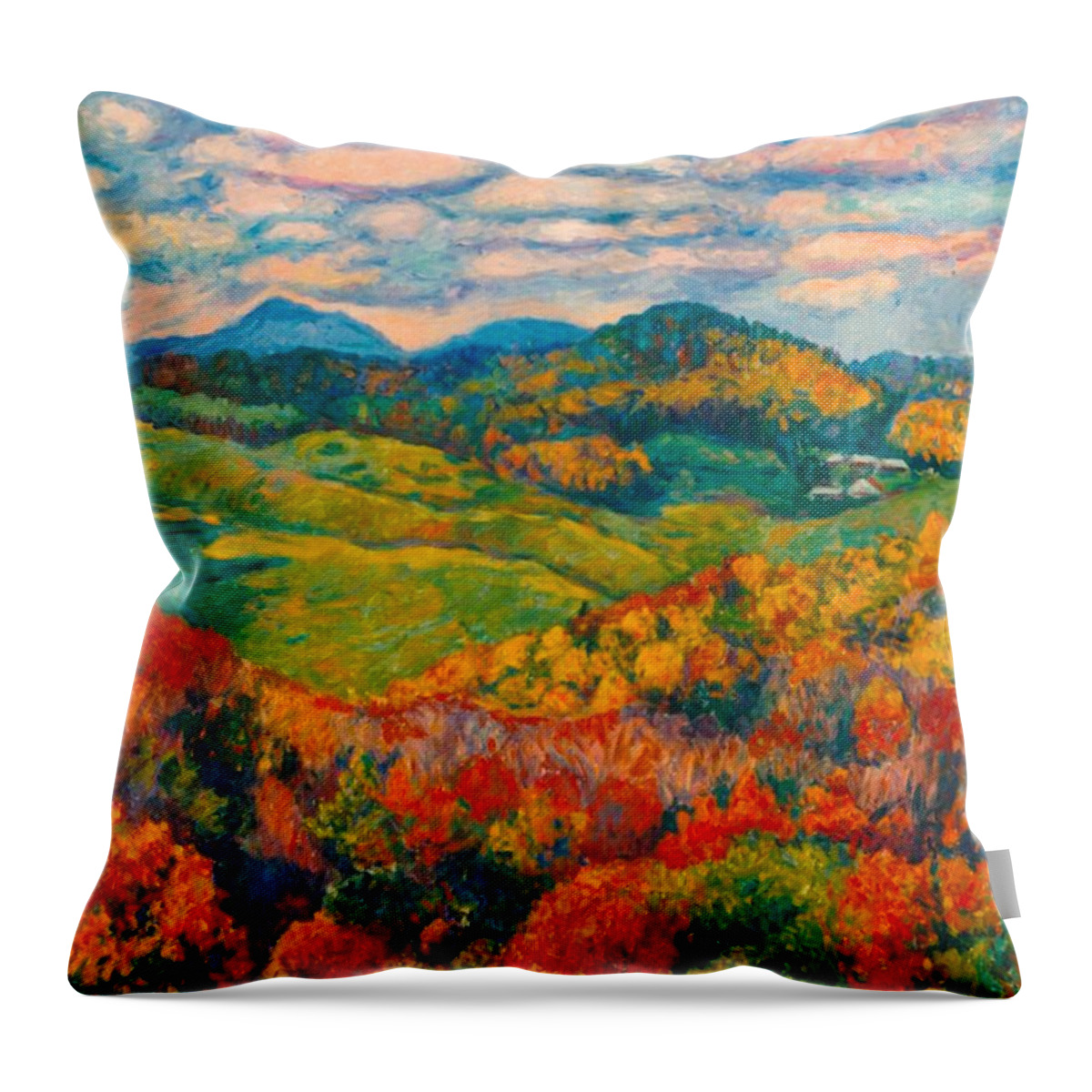 Rocky Knob Throw Pillow featuring the painting Rocky Knob in Fall by Kendall Kessler