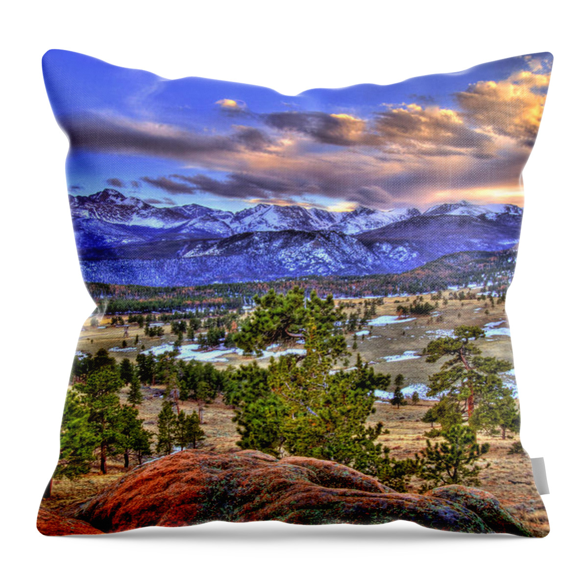 Colorado Throw Pillow featuring the photograph Rocky Mountain Sunset by Scott Mahon