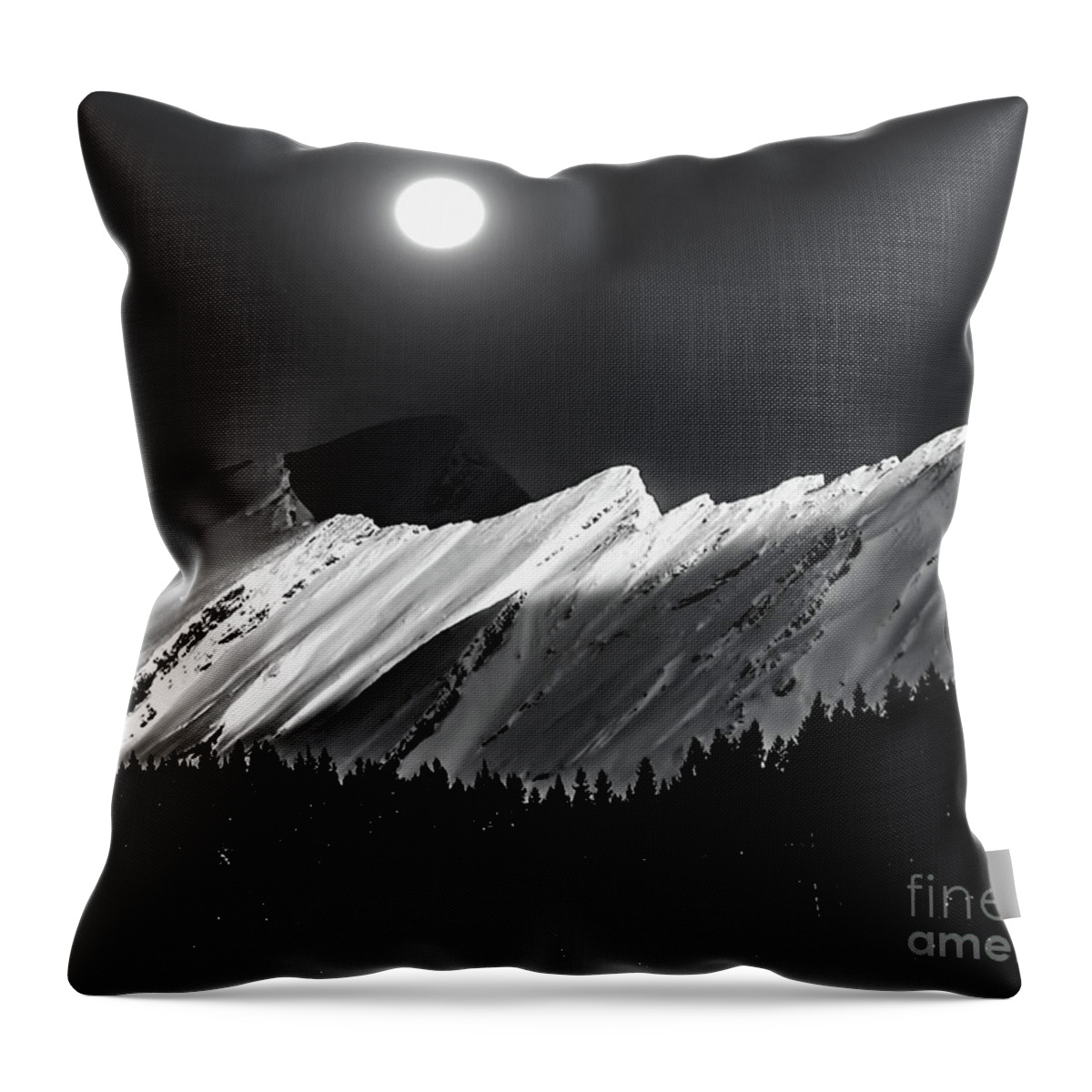 Moon Throw Pillow featuring the photograph Rocky Mountains in Moonlight by Elaine Hunter