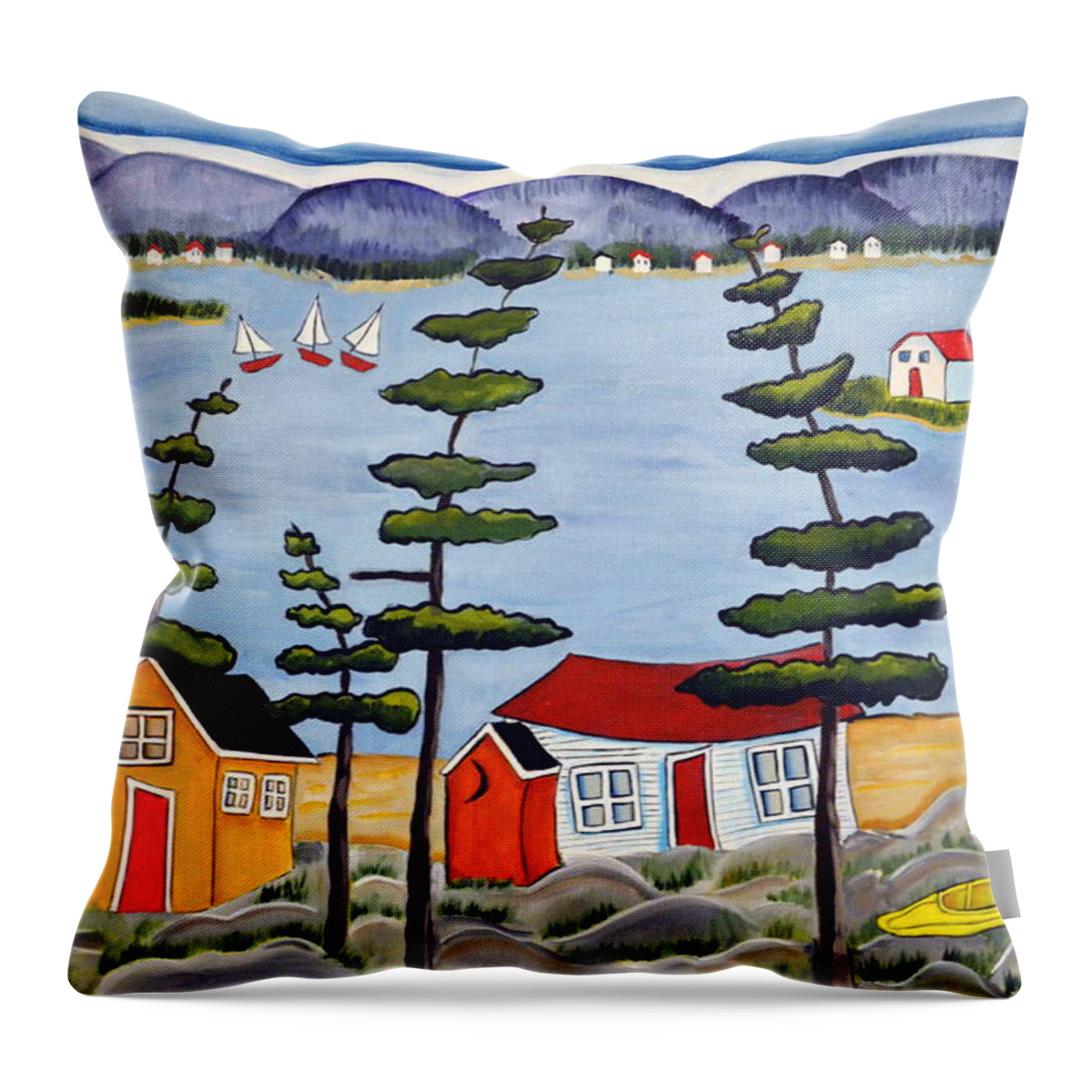Abstract Throw Pillow featuring the painting Rocky Shores by Heather Lovat-Fraser