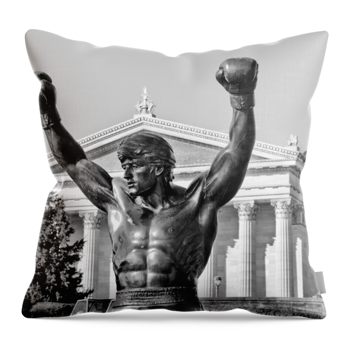 rocky Statue Throw Pillow featuring the photograph Rocky Statue - Philadelphia by Brendan Reals