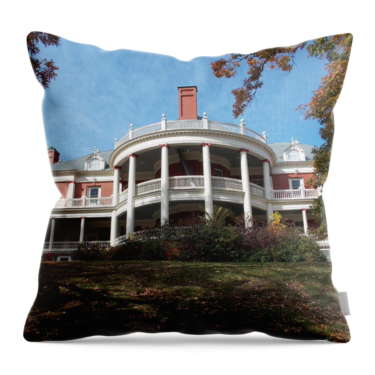 Roger Williams Throw Pillow featuring the photograph Roger Williams Park Casino by Catherine Gagne