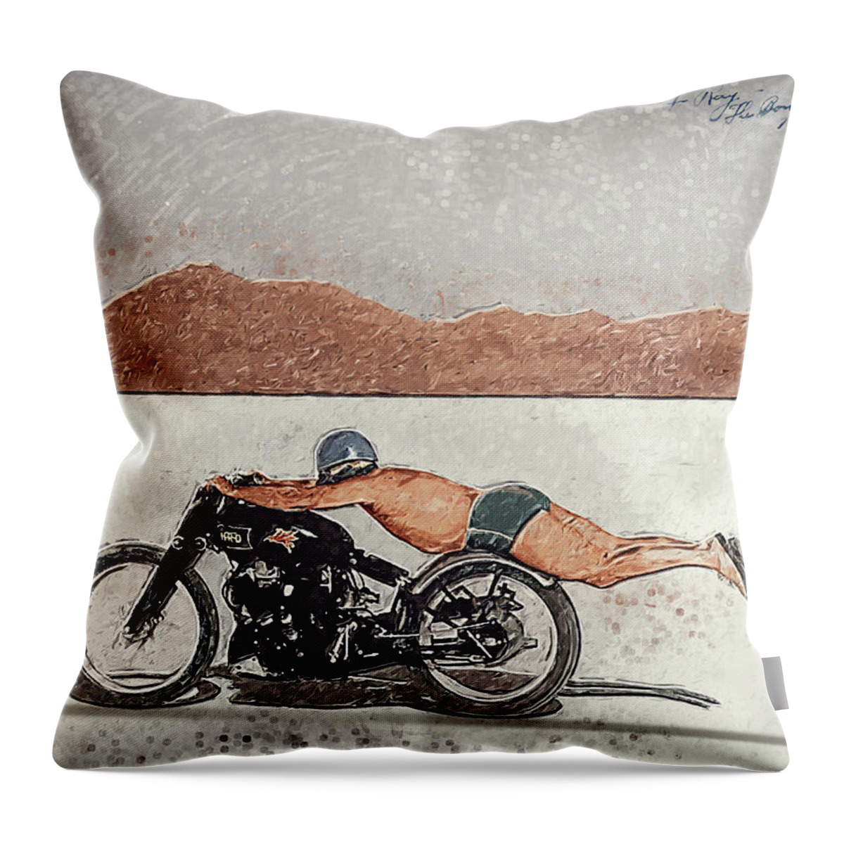 Motorcycle Throw Pillow featuring the digital art Roland Rollie Free by Yurdaer Bes