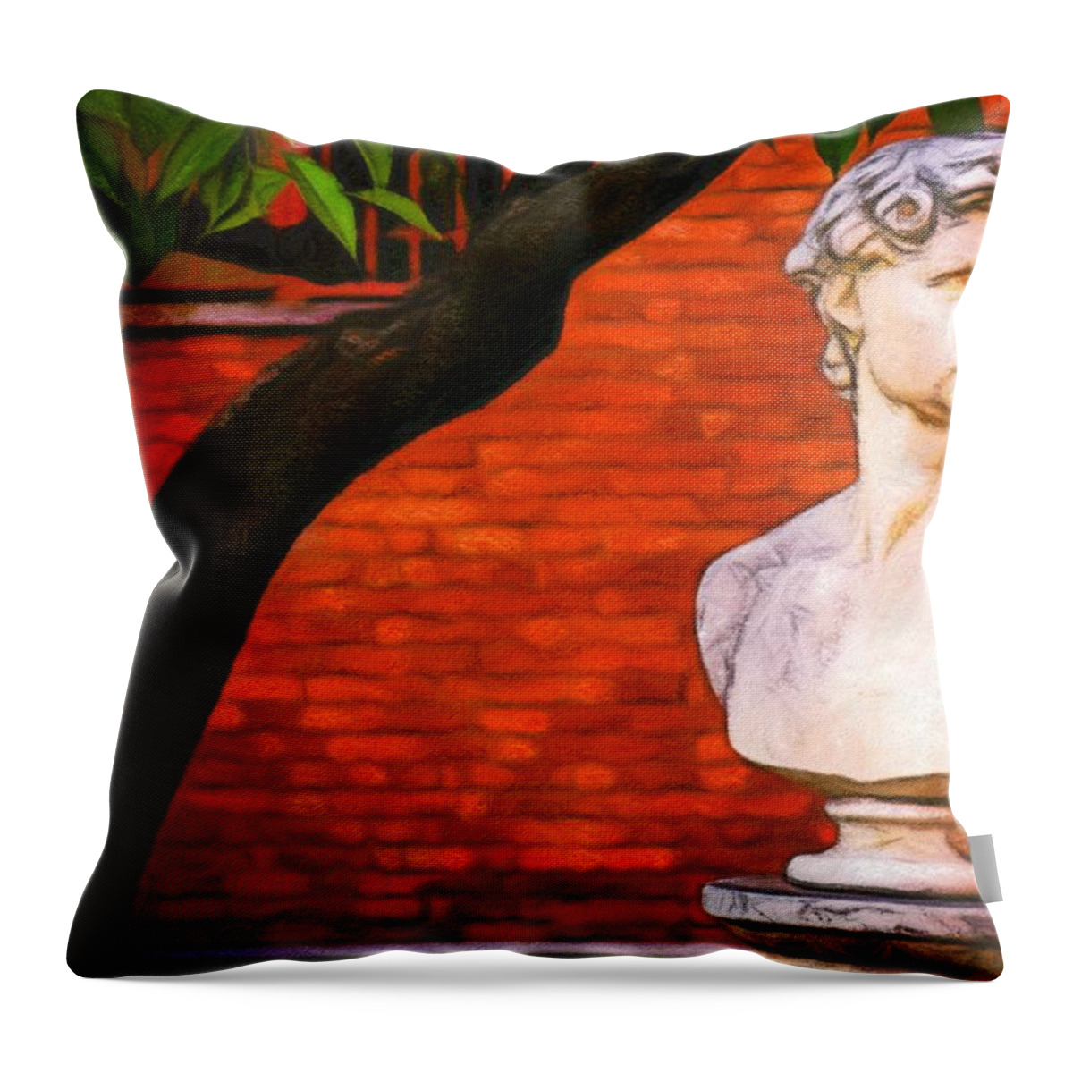 Pastel Throw Pillow featuring the digital art Roman bust, Loyola University Chicago by Vincent Monozlay