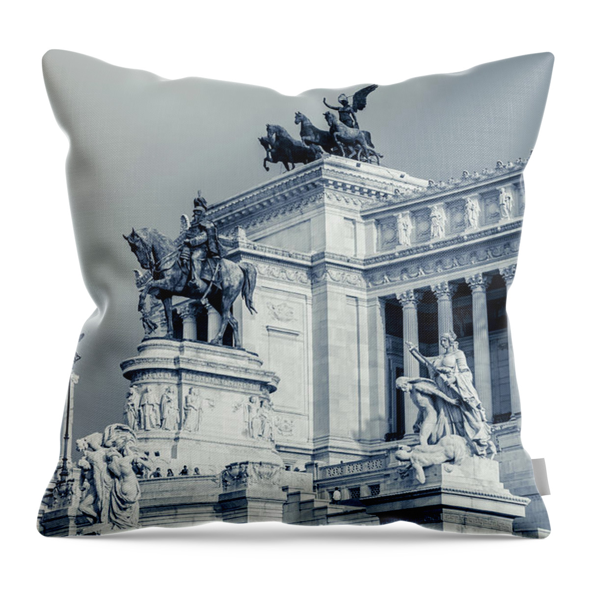 Altar Throw Pillow featuring the photograph Rome - Altare della Patria BW by AM FineArtPrints