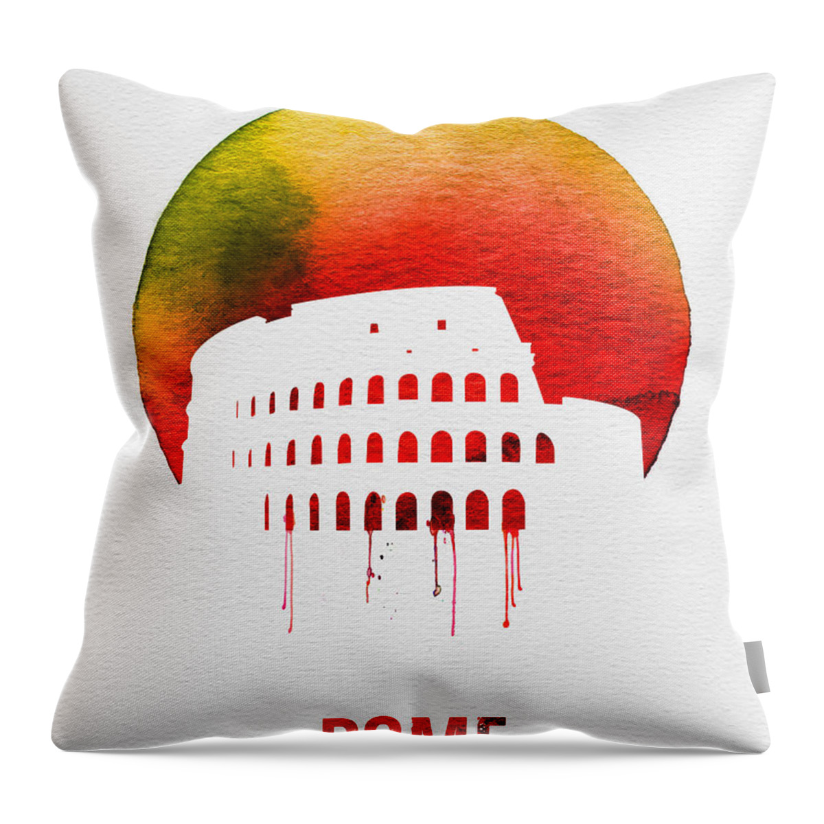 Rome Throw Pillow featuring the painting Rome Landmark Red by Naxart Studio