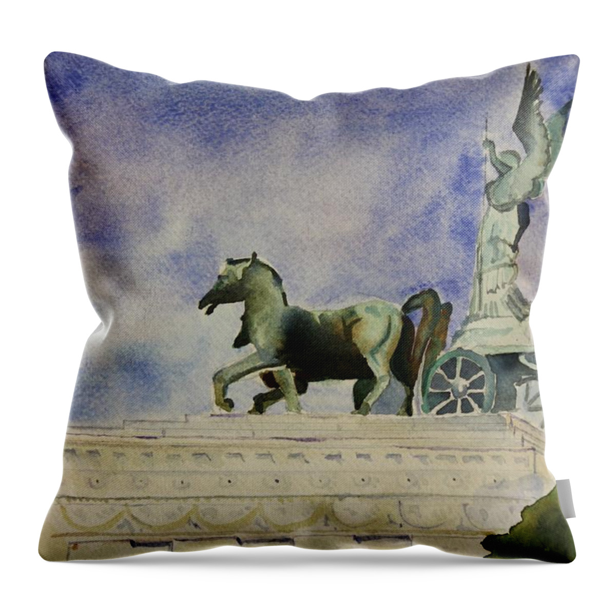 Rome Throw Pillow featuring the painting Rome souvenir by Geeta Yerra