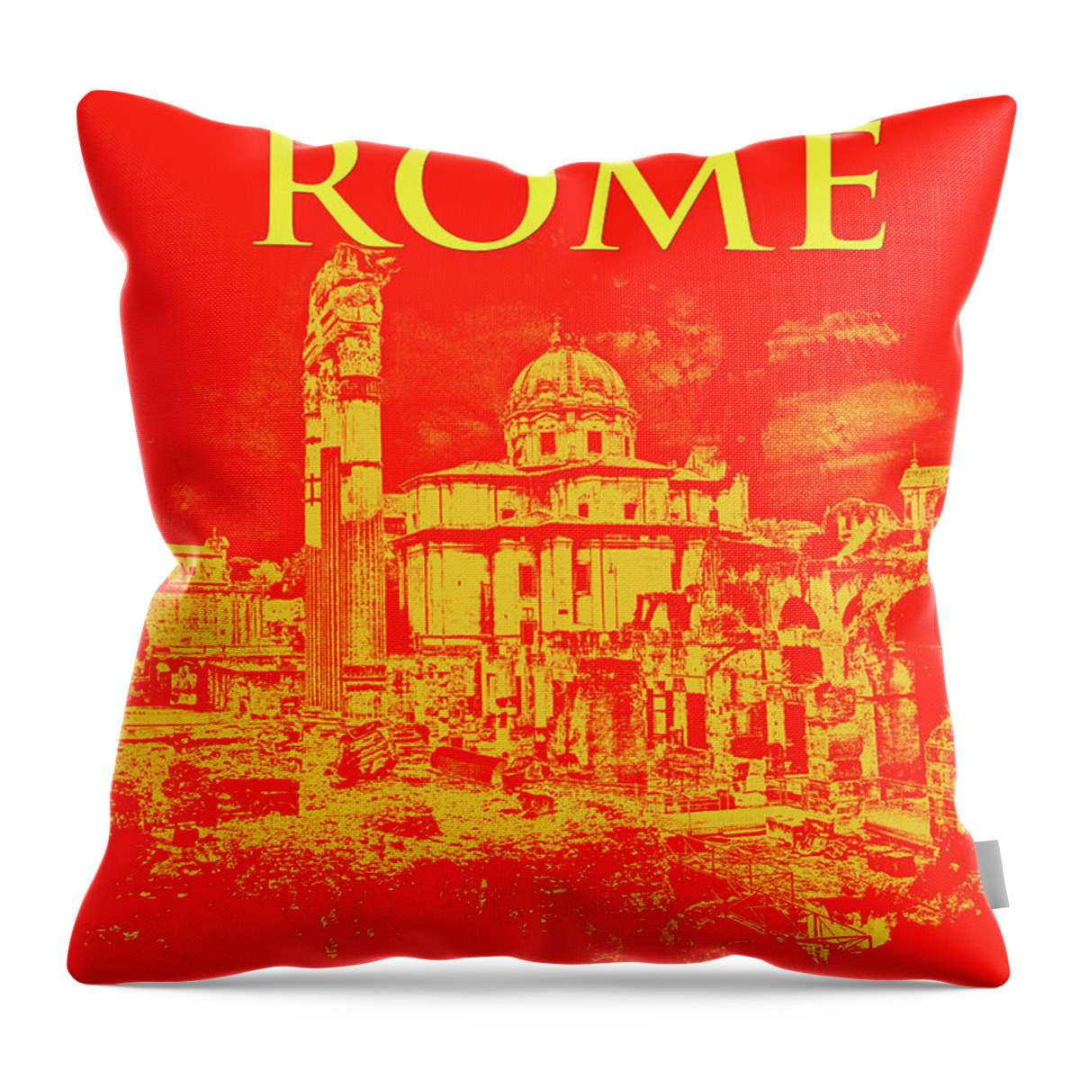 Rome Throw Pillow featuring the painting Rome, The Imperial Forums by AM FineArtPrints