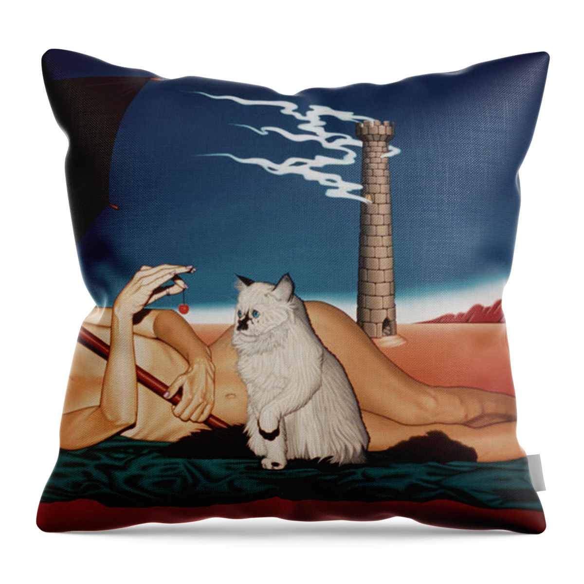  Throw Pillow featuring the painting Romeo's Nightmare by Paxton Mobley