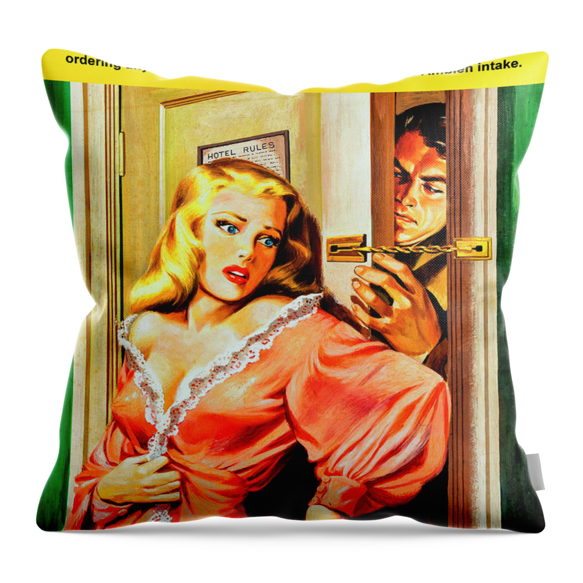 Pulp Fiction Throw Pillow featuring the mixed media Room Service by Dominic Piperata