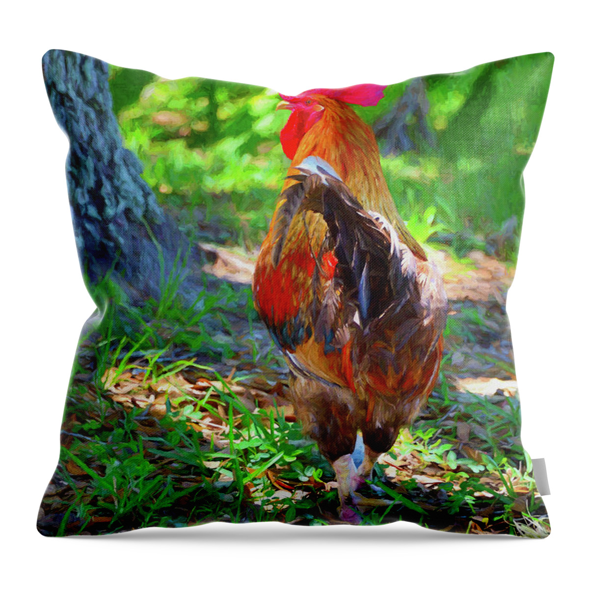 Rooster Throw Pillow featuring the photograph Rooster by Alison Belsan Horton