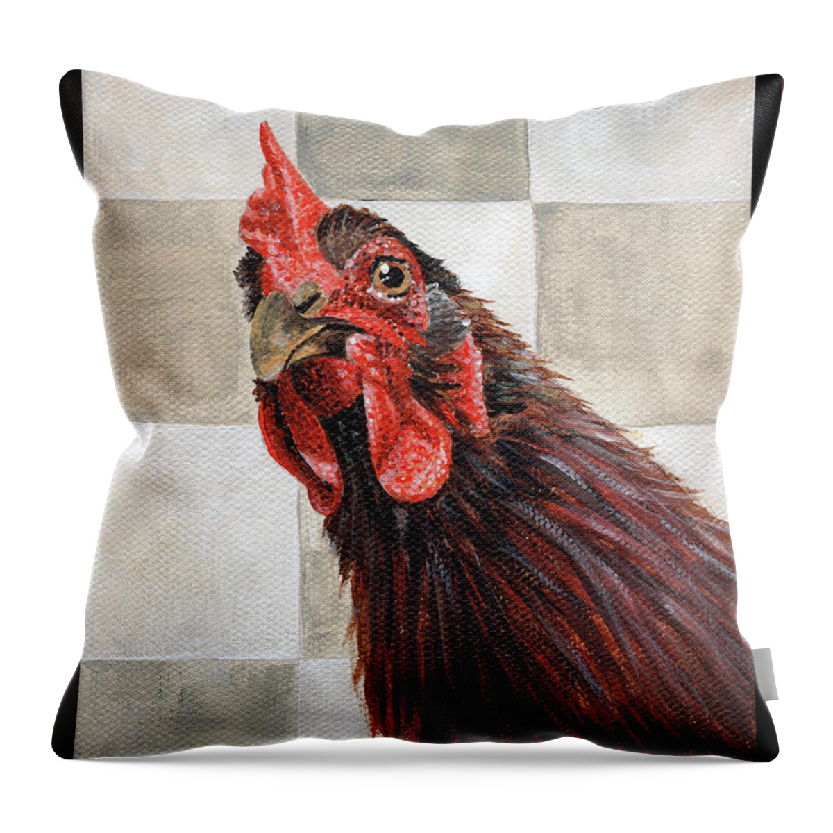 Rooster Throw Pillow featuring the painting Rooster Coffee by Annie Troe