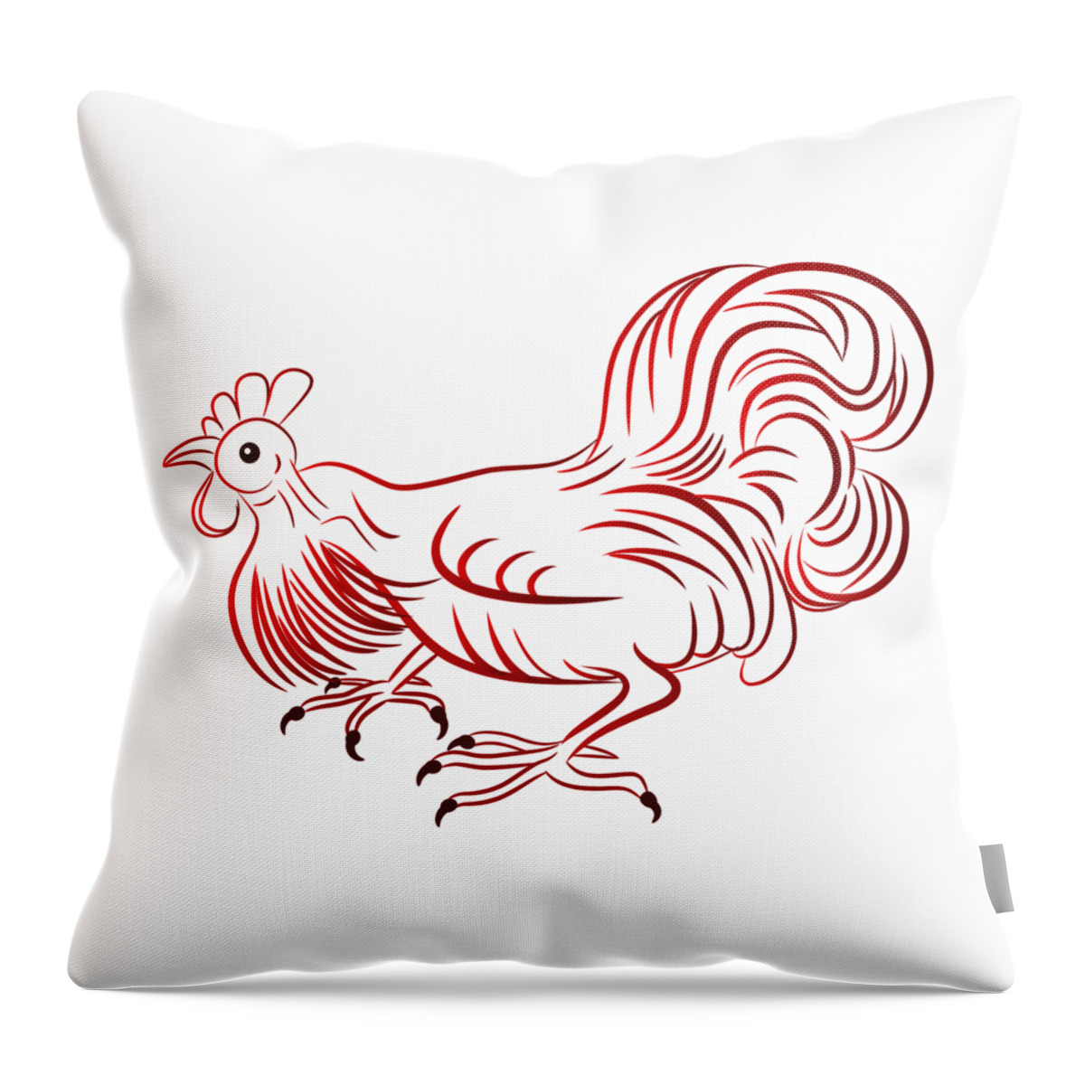 Rooster Throw Pillow featuring the digital art Rooster - sign of Chinese New Year by Michal Boubin