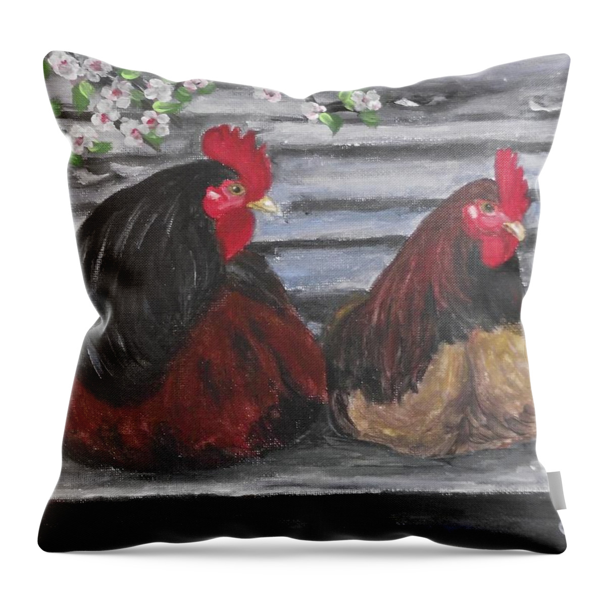 Acrylic Throw Pillow featuring the painting Roosting by Kim Selig