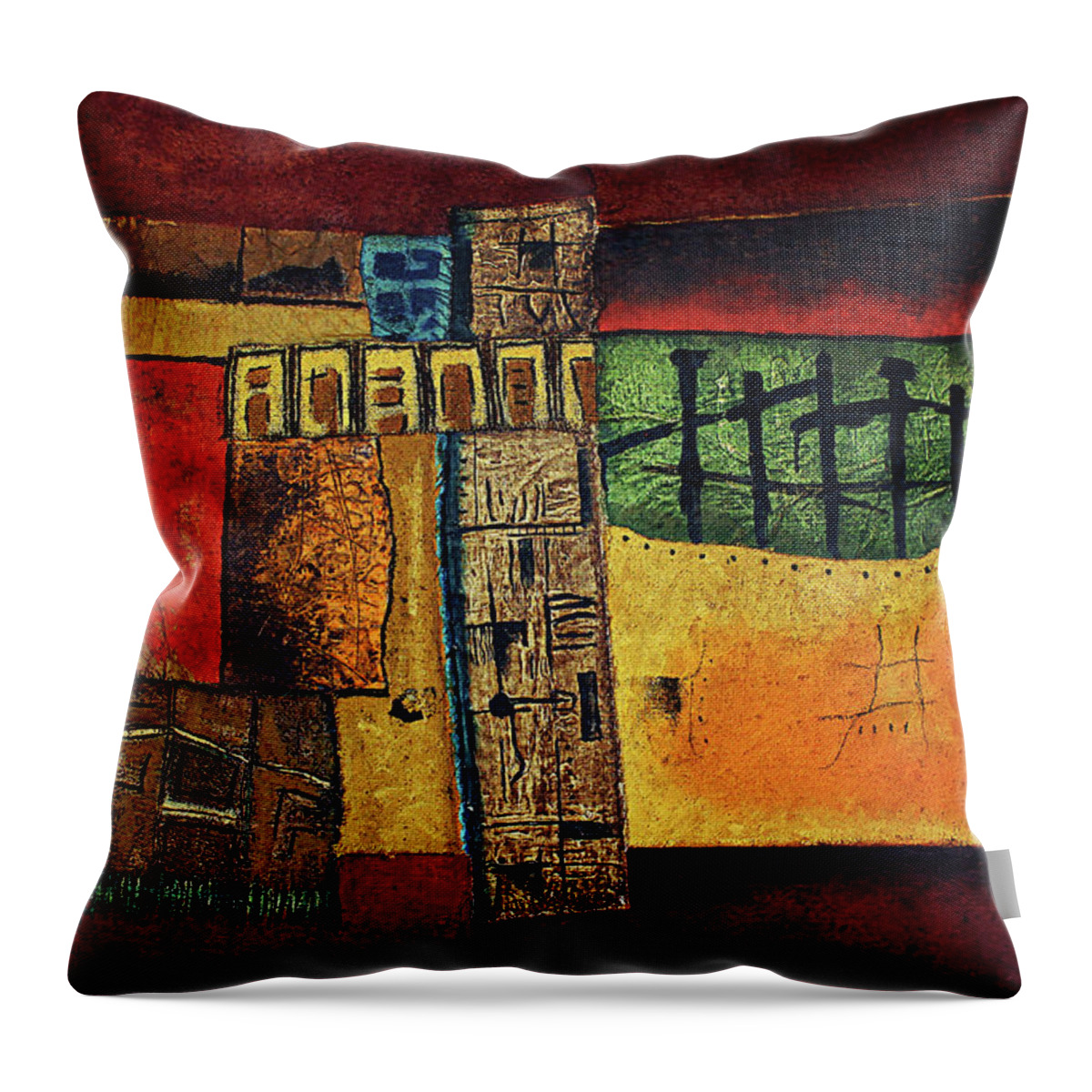 Abstract Throw Pillow featuring the painting Roots by Michael Nene