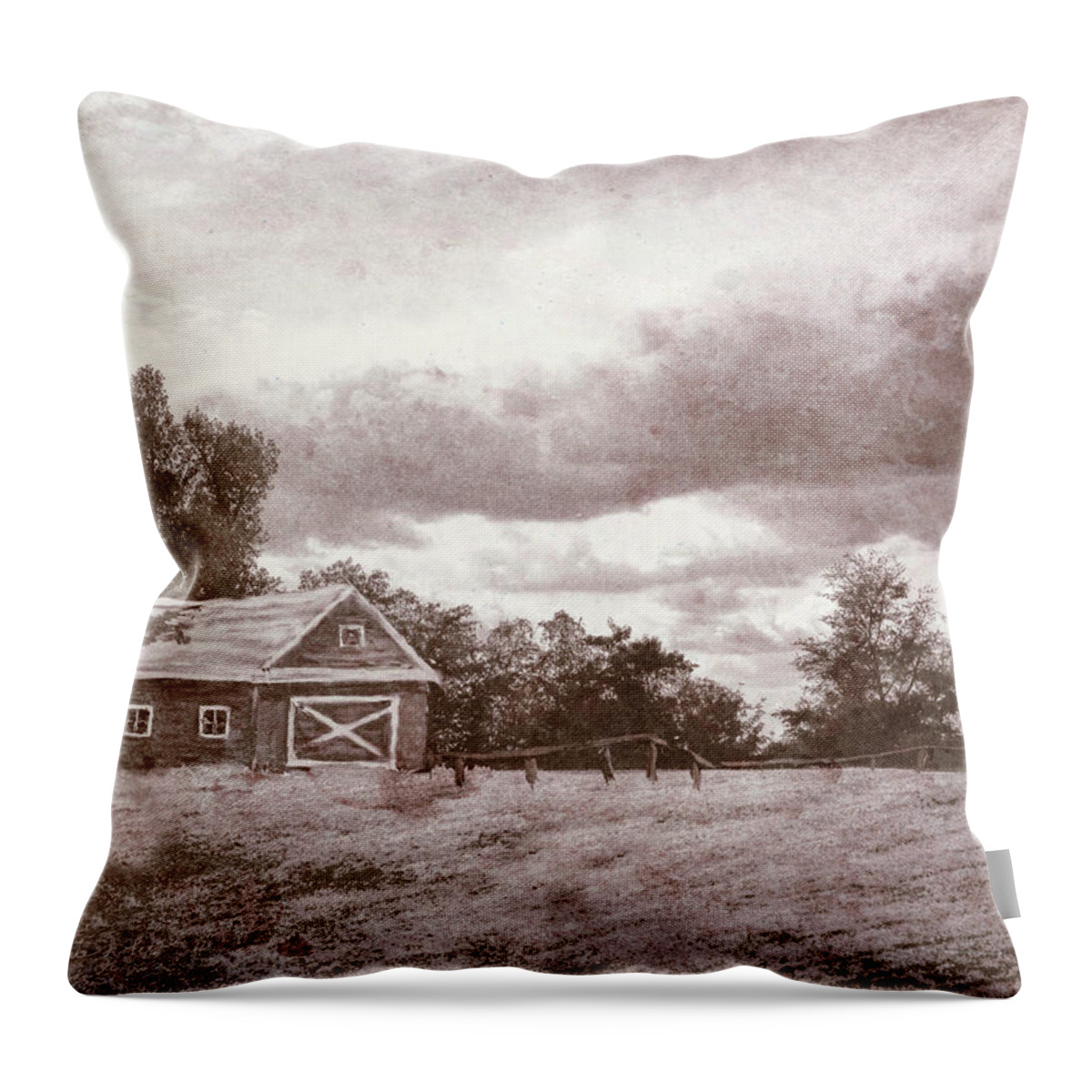 Barn Throw Pillow featuring the digital art Roots of the Farmer by Bonnie Willis