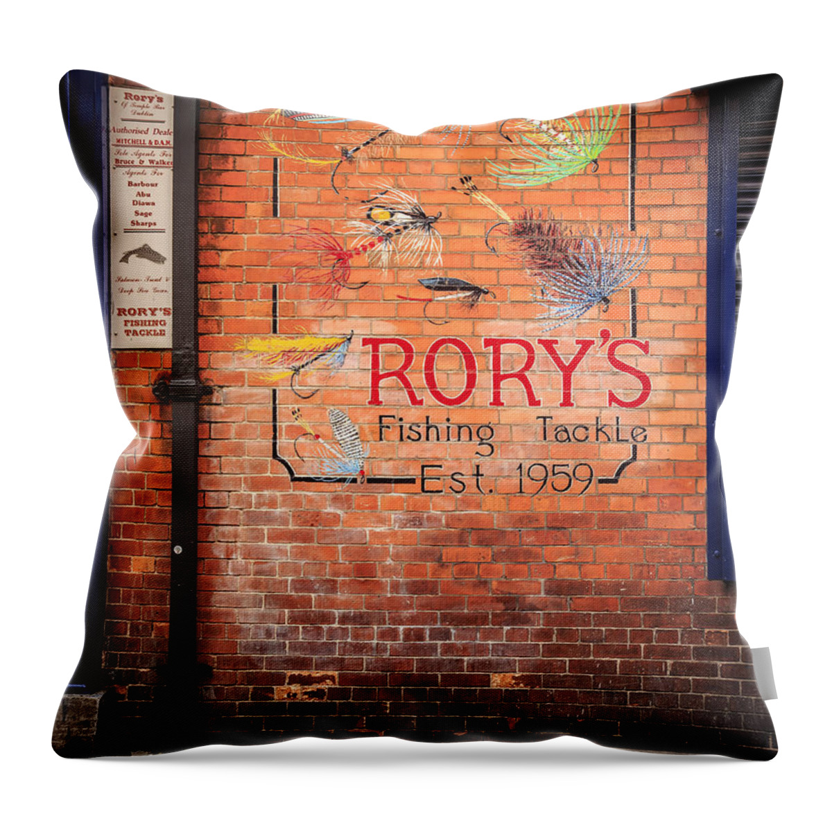 American Throw Pillow featuring the photograph Rory's Fishing Tackle by Craig J Satterlee