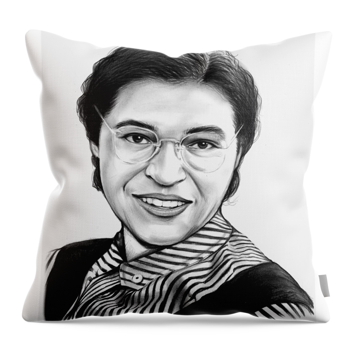 Rosa Parks Throw Pillow featuring the drawing Rosa Parks by Greg Joens