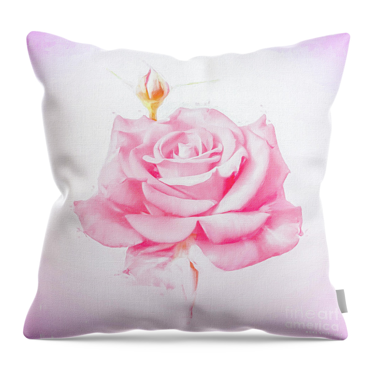 Mona Stut Throw Pillow featuring the photograph Rosalina Soft Pink Rosebud by Mona Stut