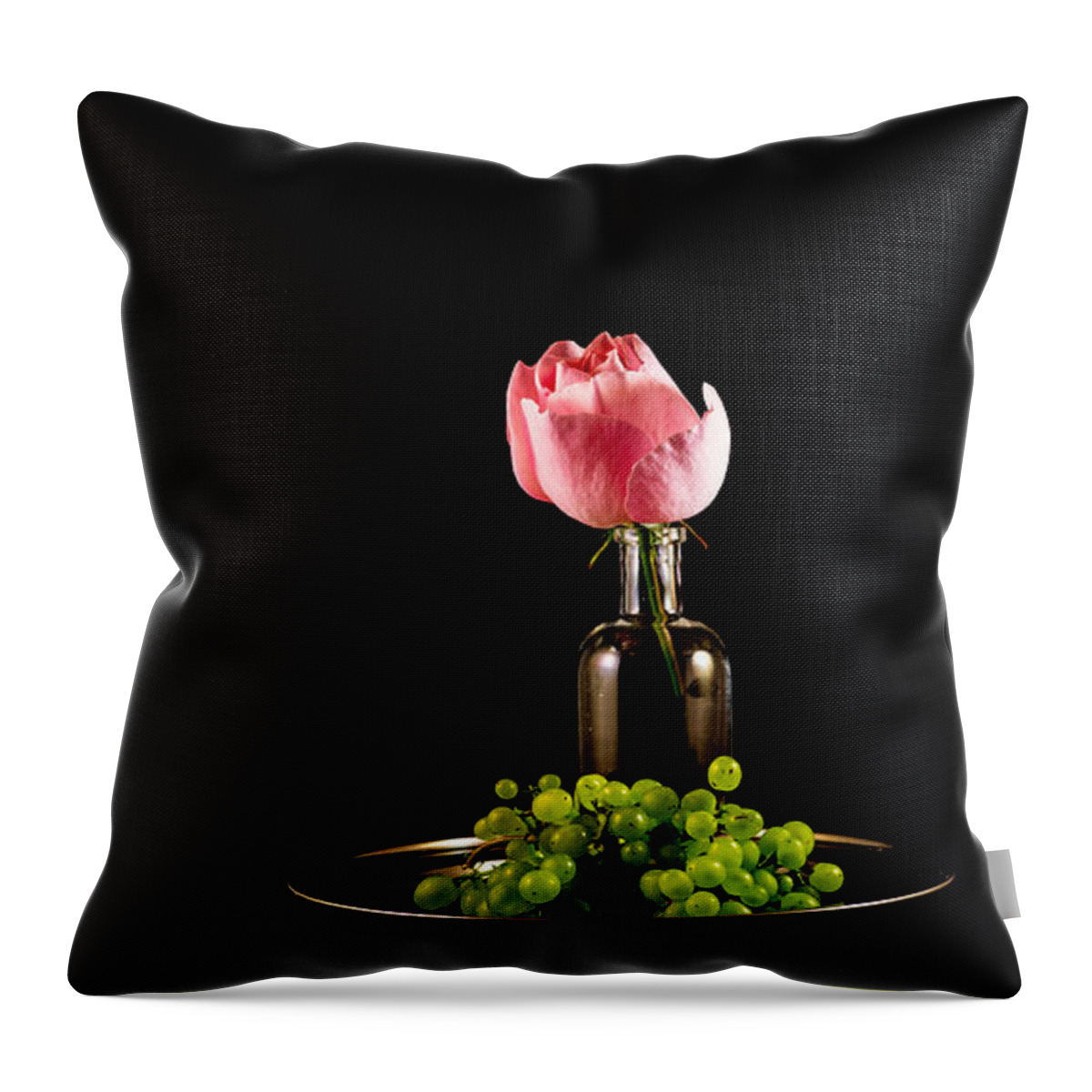 Rose And Grapes Throw Pillow featuring the photograph Rose and grapes R by Torbjorn Swenelius
