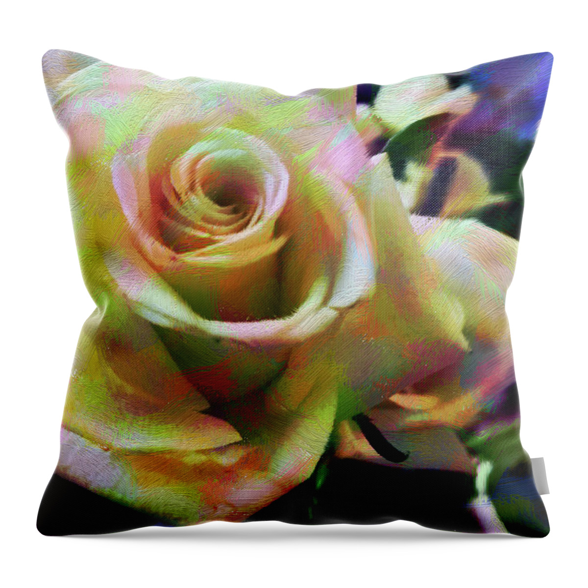 Roses Throw Pillow featuring the digital art Rose Art 2 by Karen Nicholson