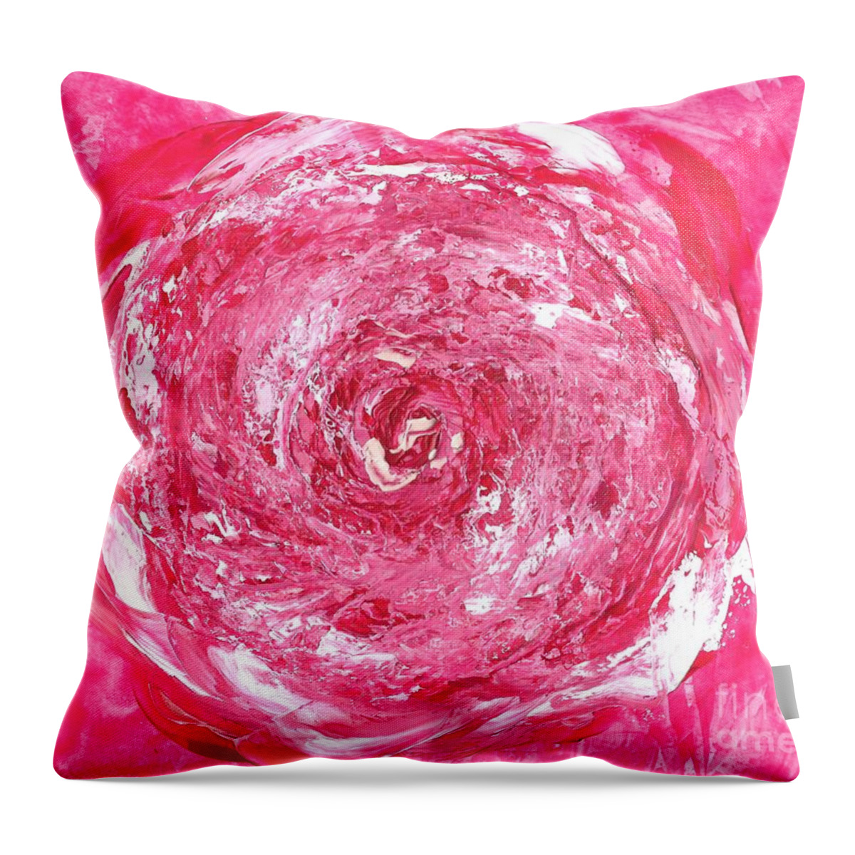 What Get For Throw Pillow featuring the painting Pink and White Rose by Corinne Carroll