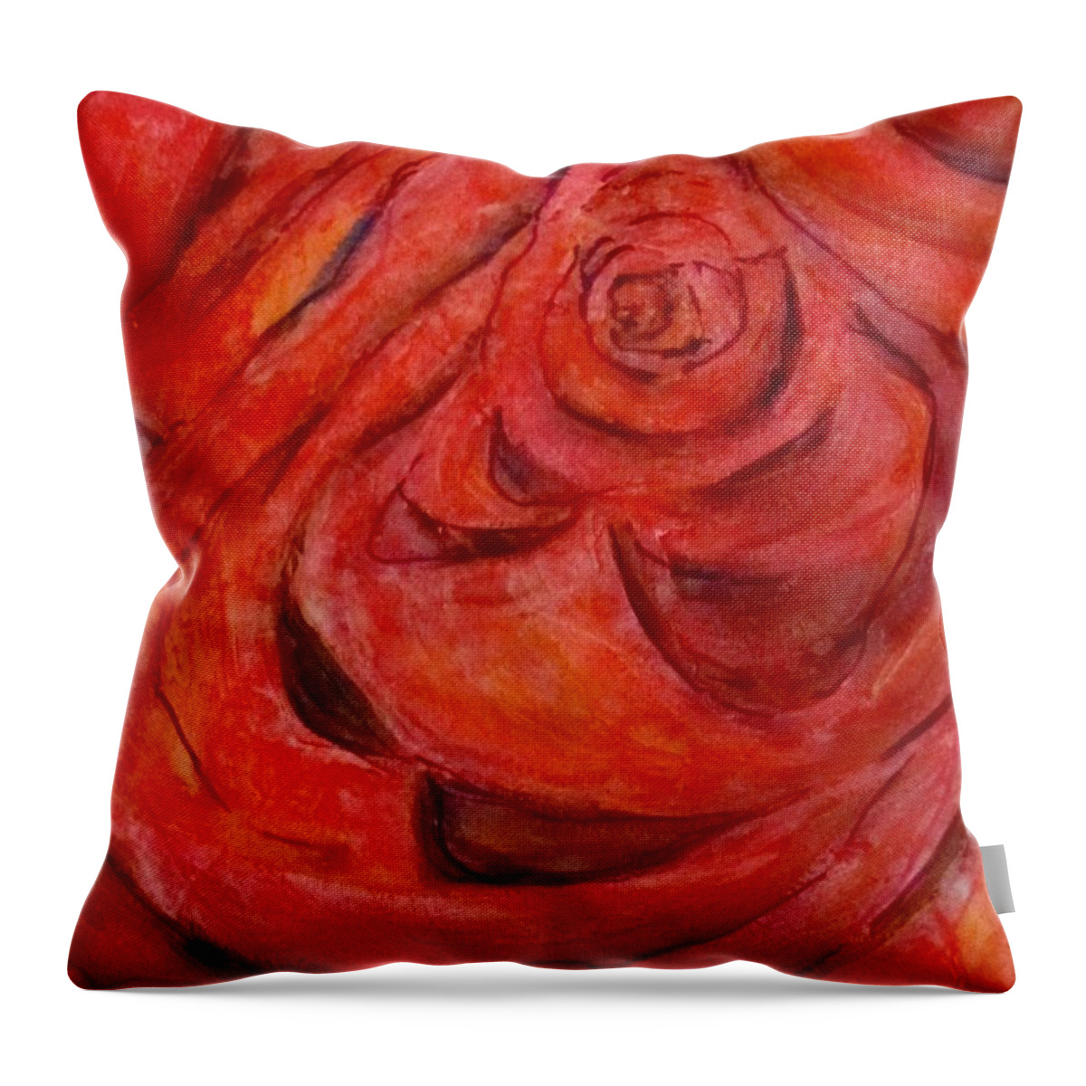 Rose Throw Pillow featuring the painting Rose Red by Barbara O'Toole