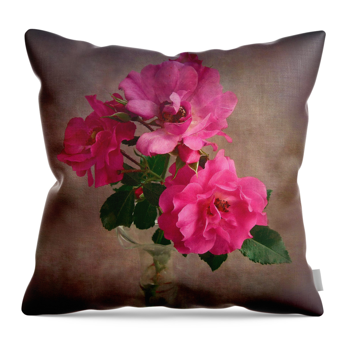 Rose Throw Pillow featuring the photograph Rose Trio Still Life by Louise Kumpf