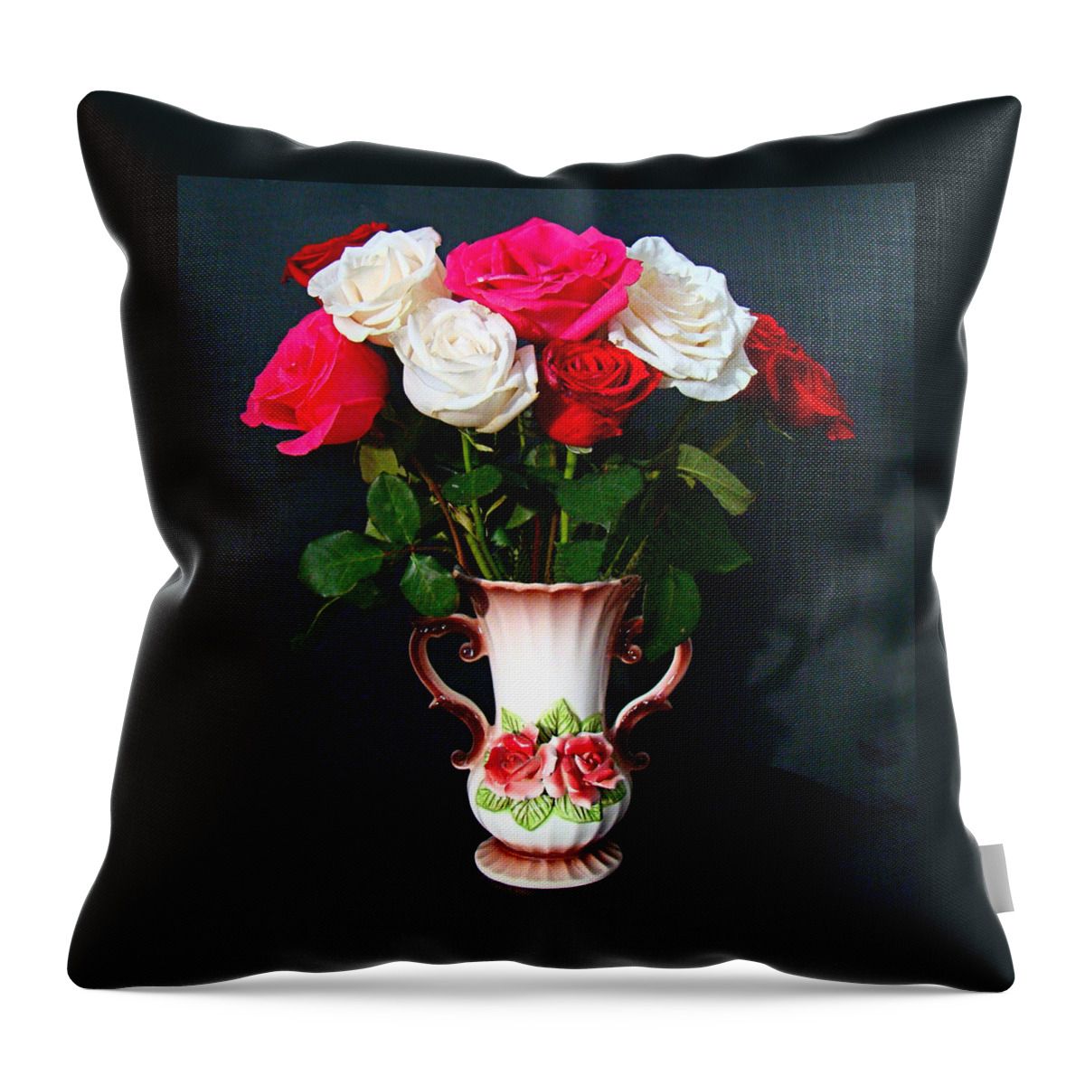 Vase Throw Pillow featuring the photograph Rose Vase by Nick Kloepping