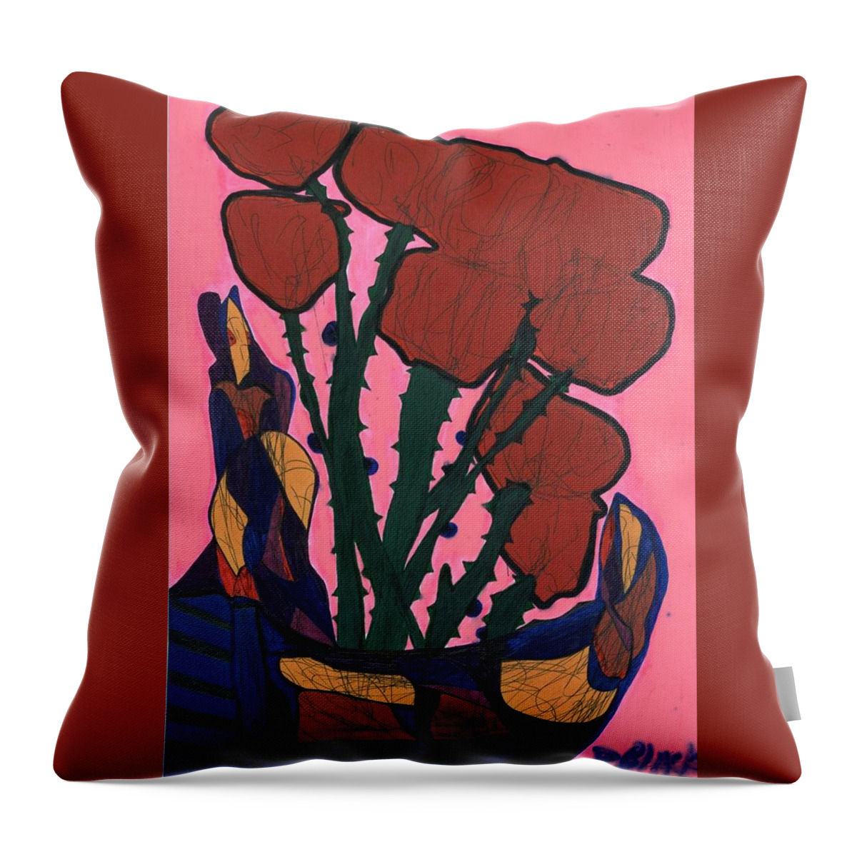 Multicultural Nfprsa Product Review Reviews Marco Social Media Technology Websites \\\\in-d�lj\\\\ Darrell Black Definism Artwork Throw Pillow featuring the drawing Rosebed by Darrell Black