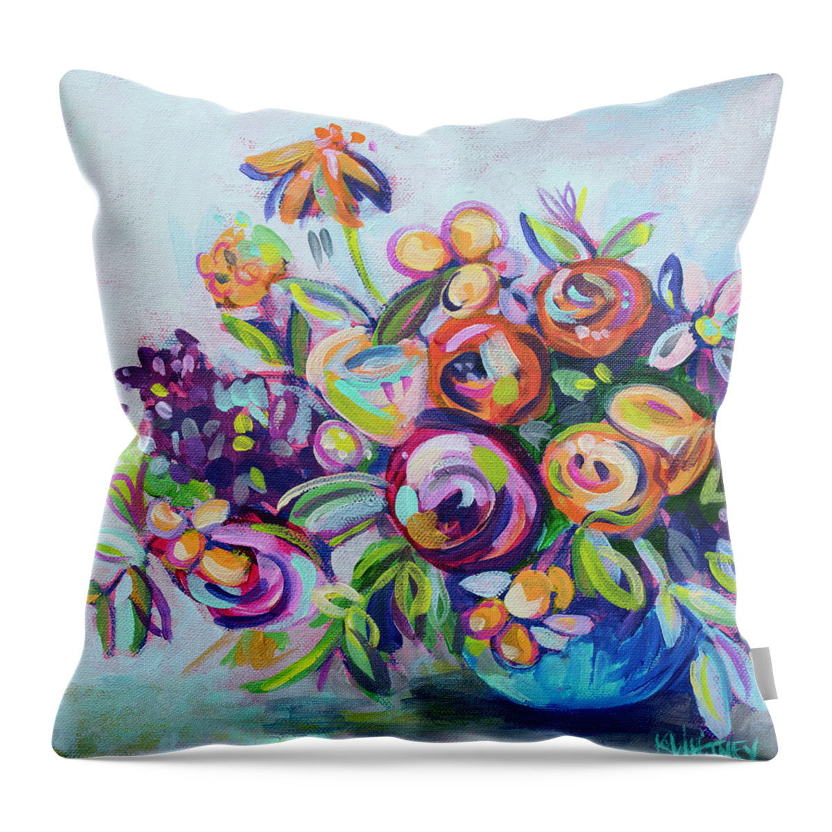 Bright Throw Pillow featuring the painting Roses and Kumquats by Kristin Whitney