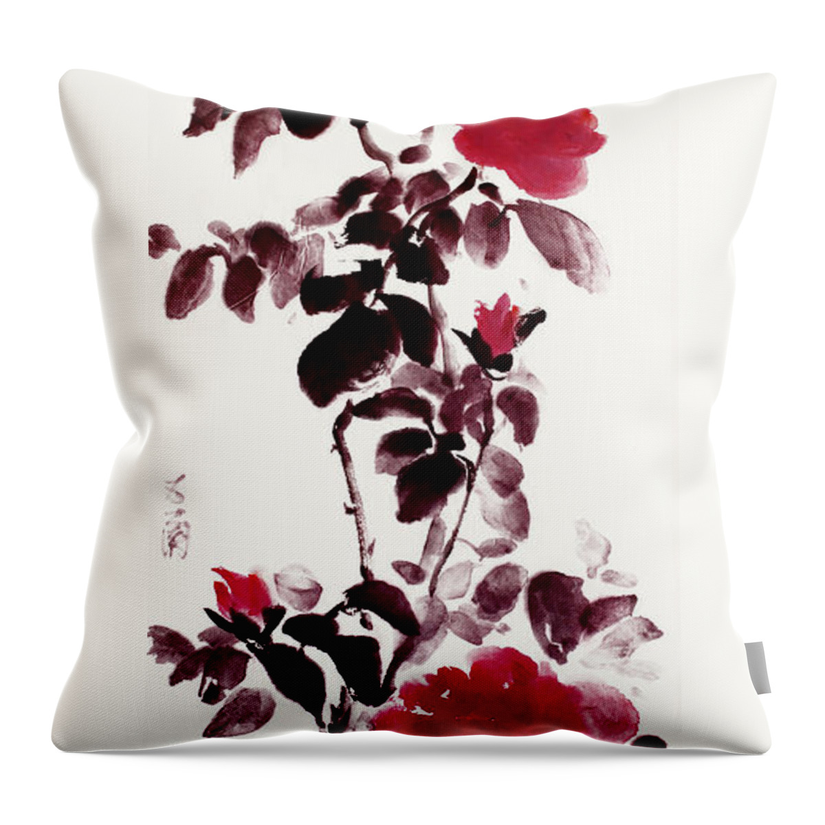Rose Throw Pillow featuring the painting Roses, Delicate Beauty And Fragrance by Nadja Van Ghelue