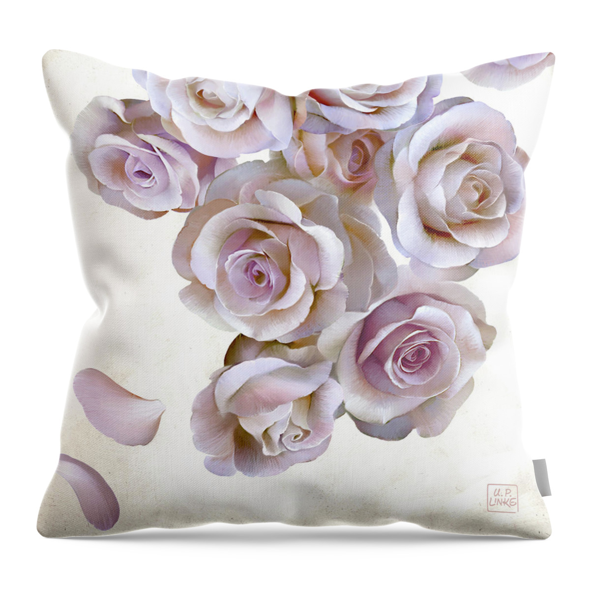 Pop-art Throw Pillow featuring the mixed media Roses Of Light by Udo Linke