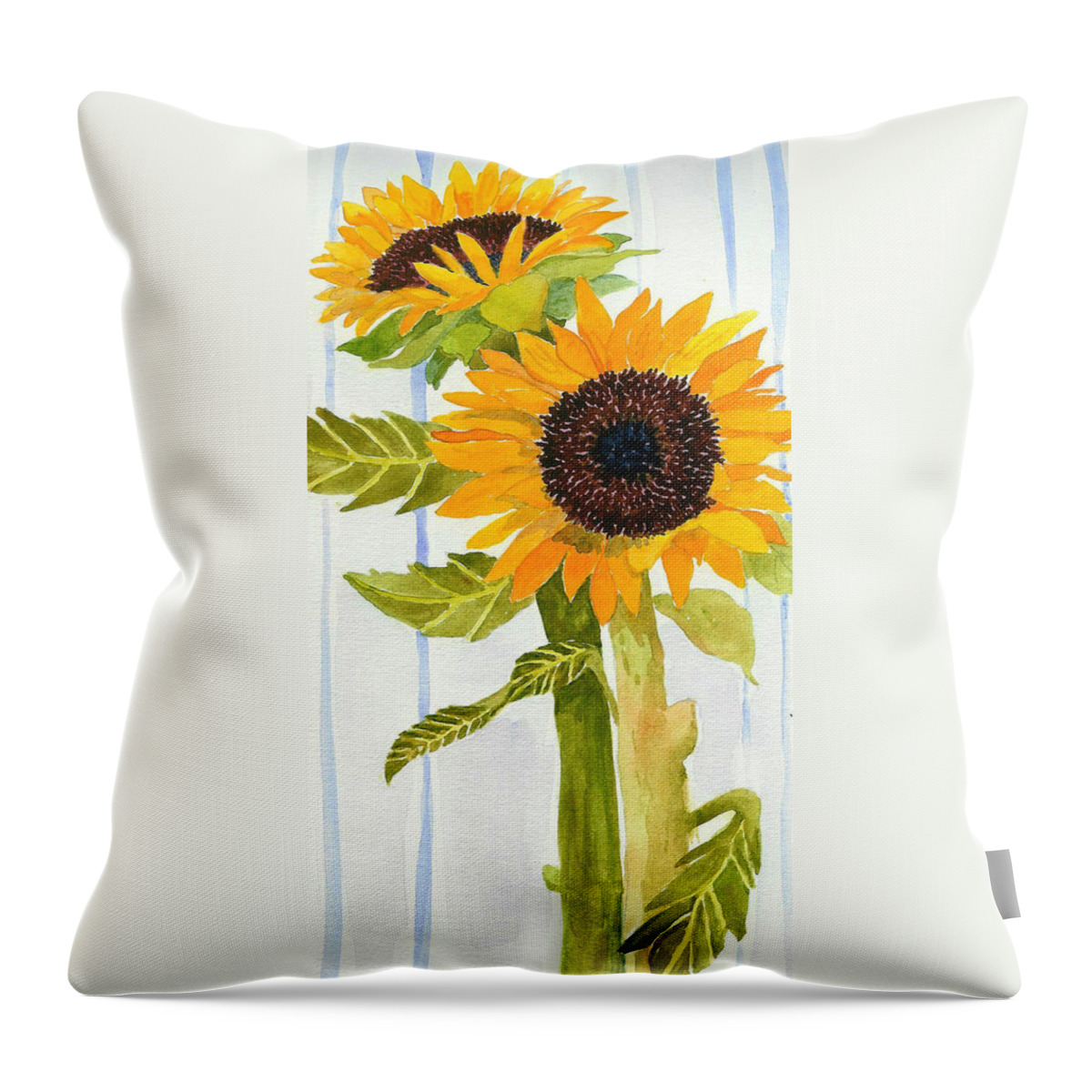 Sunflower Throw Pillow featuring the painting Rose's Sunflowers II by Anne Marie Brown