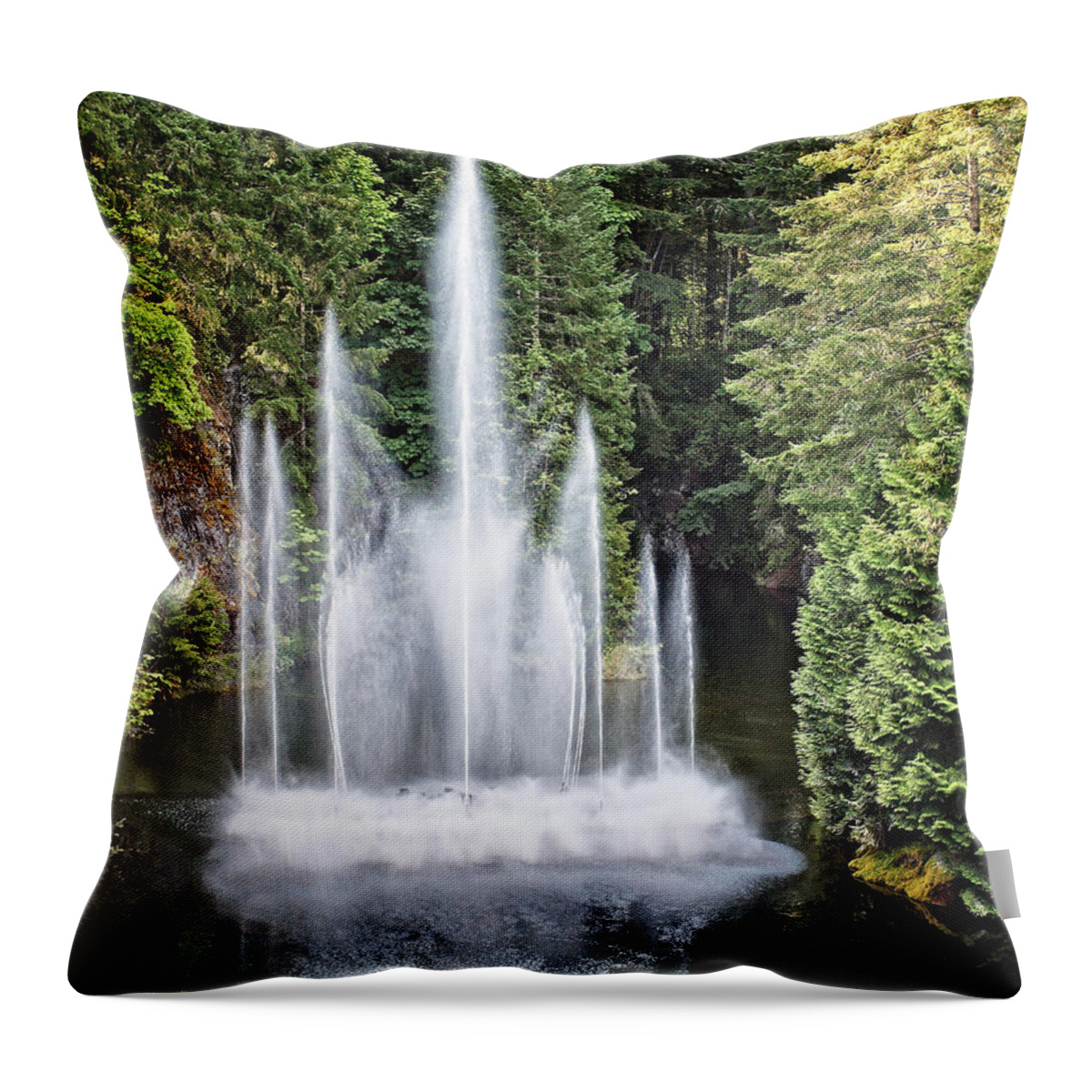 Butchart Throw Pillow featuring the photograph Ross Fountain by Catherine Reading