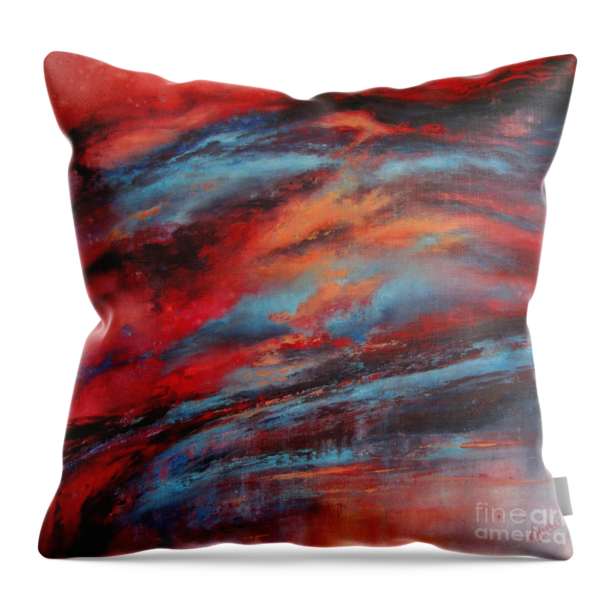 Abstract Throw Pillow featuring the painting Rosy Glow by Valerie Travers