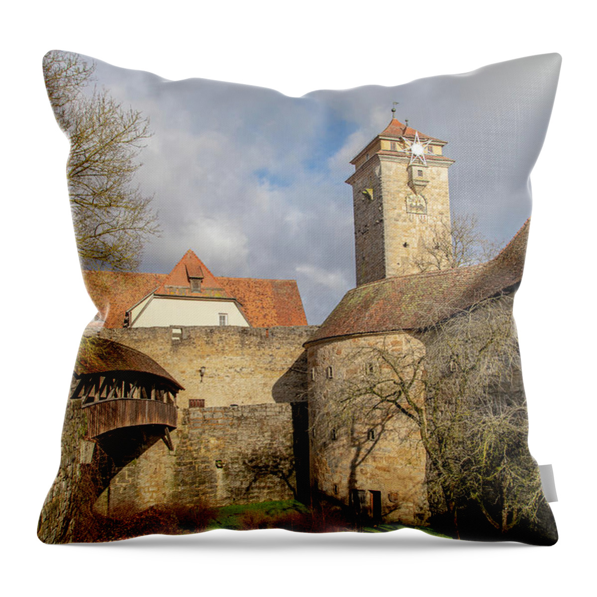 Photosbymch Throw Pillow featuring the photograph Rothenburg ob der Tauber from outside by M C Hood
