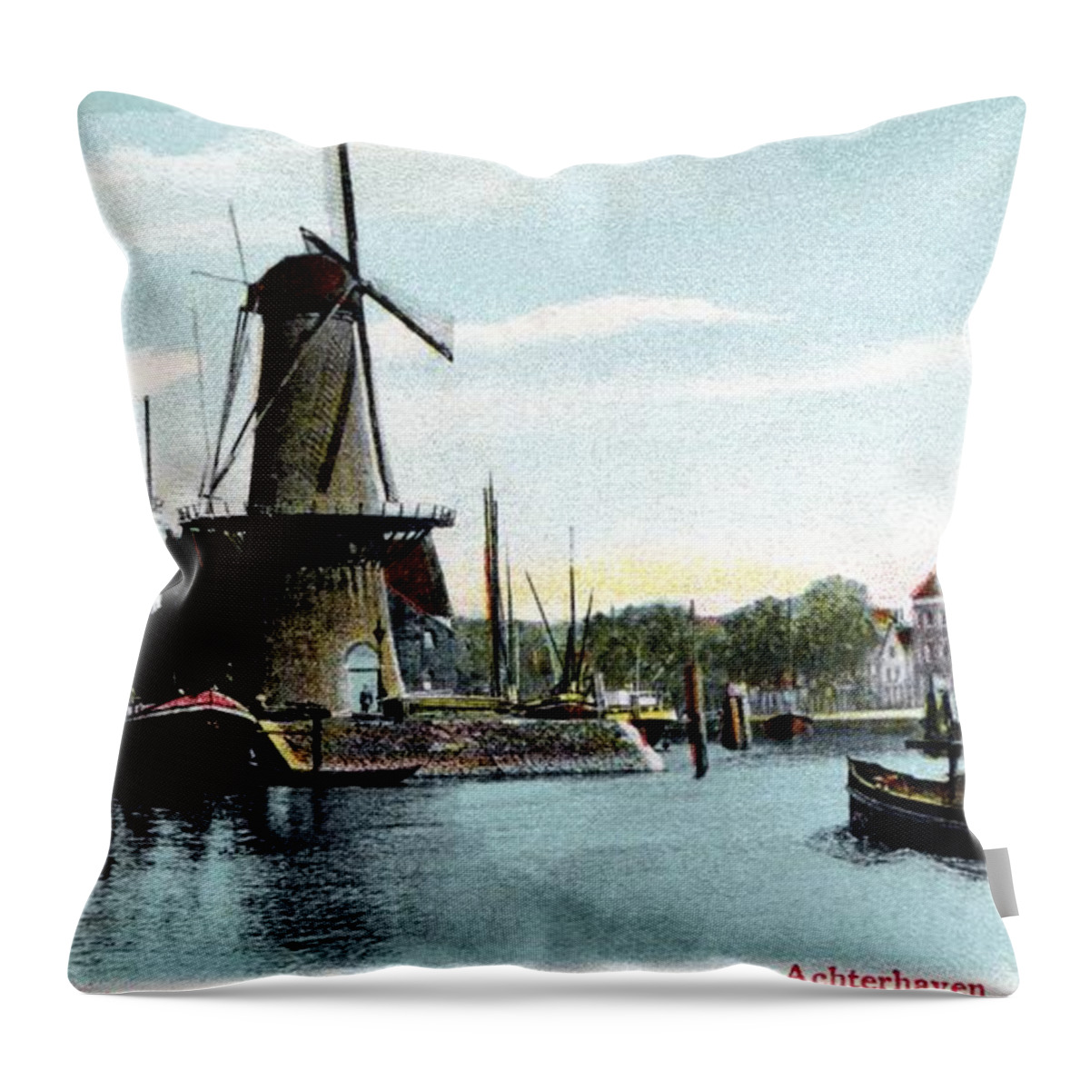 Rotterdam Throw Pillow featuring the photograph Rotterdam Achterhaven 1890 by Heidi De Leeuw