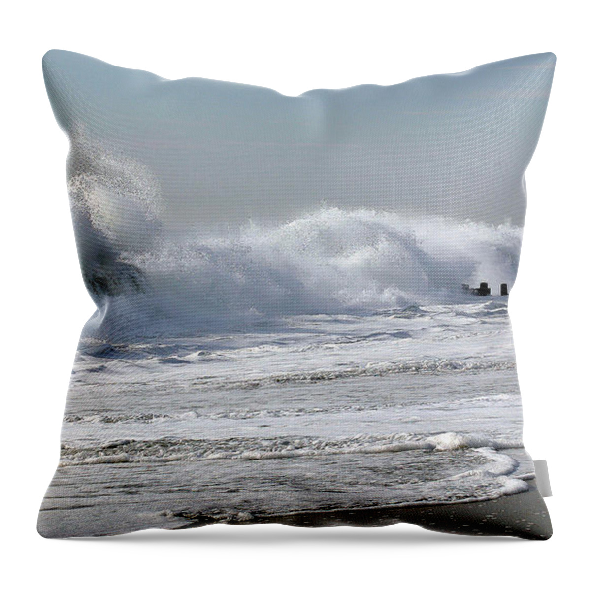 Seascape Throw Pillow featuring the photograph Rough Morning by Mary Haber