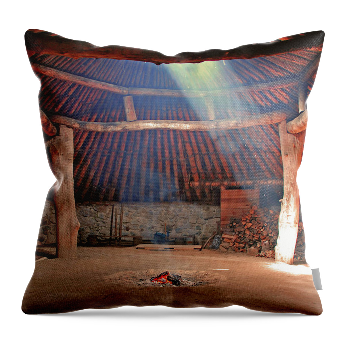 Indian Grinding Rock Throw Pillow featuring the photograph Round House at Indian Grinding Rock State Park, CA by Steph Gabler