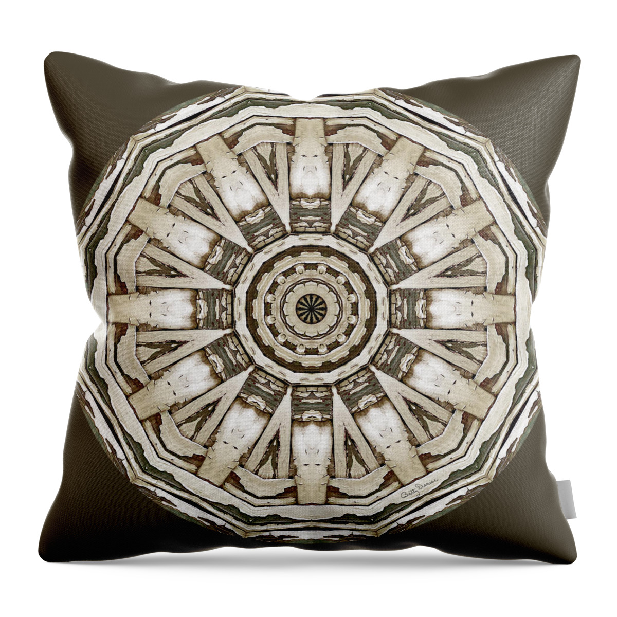 Round Throw Pillow featuring the photograph Round Wicker Mandala by Betty Denise