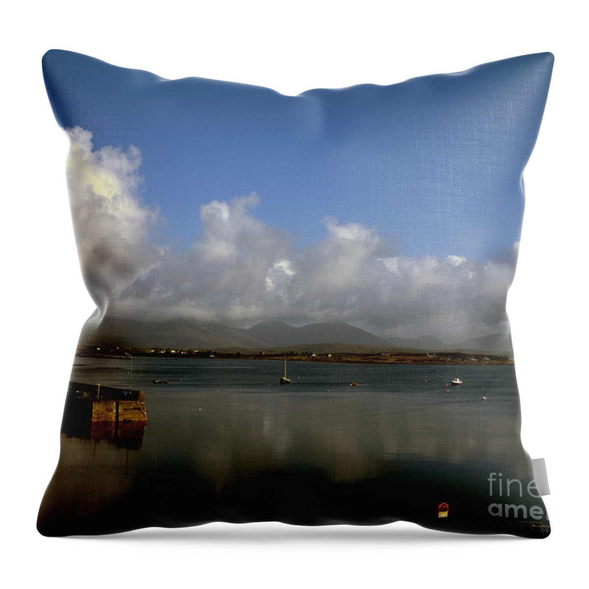 Roundstone Bay County Galway Ireland Mamturk Mountains Throw Pillow featuring the photograph Roundstone Bay The Mamturk Mountains in the background Roundstone Connemara County Galway Ireland by Michael Walters