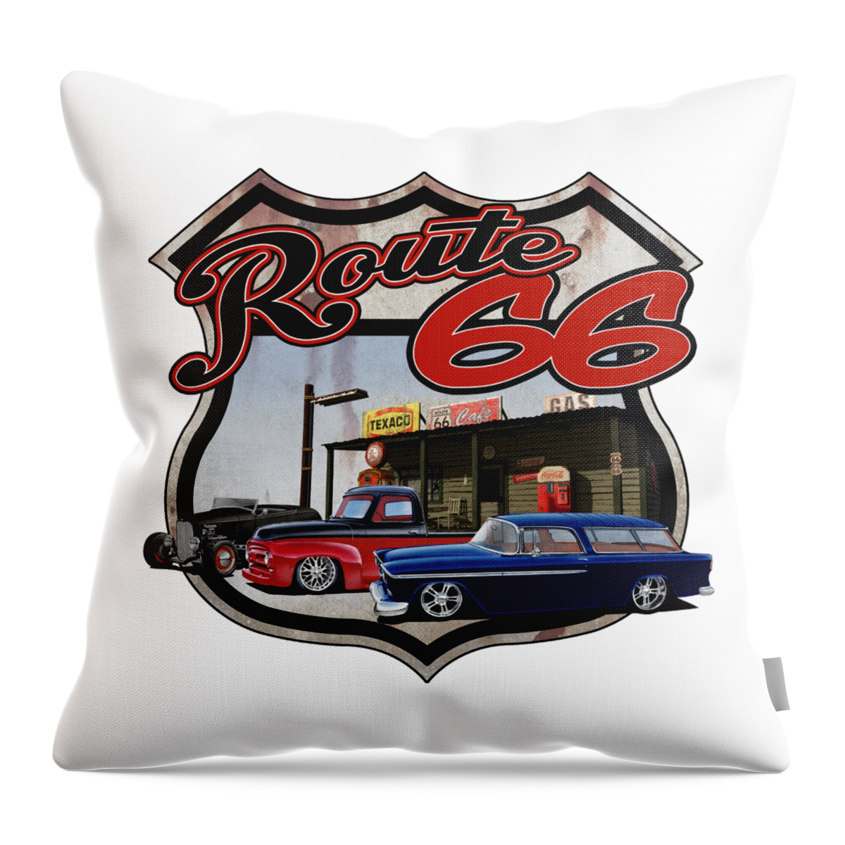 Route 66 Throw Pillow featuring the digital art Route Trio by Paul Kuras