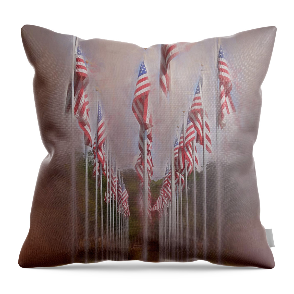 Flag Throw Pillow featuring the photograph Row of Flags by Clare VanderVeen