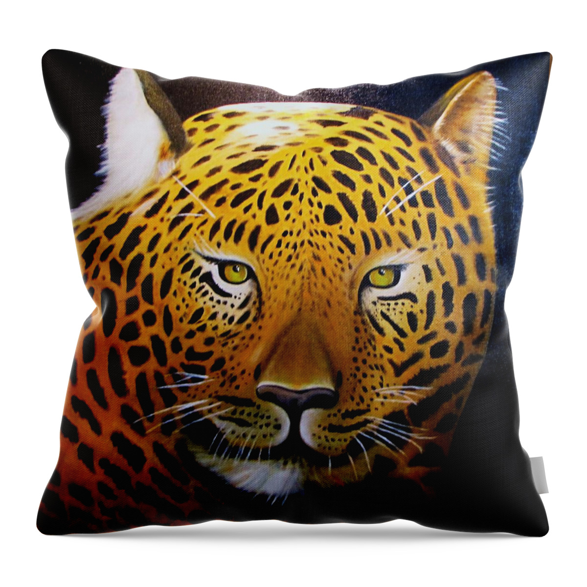 Leopard Throw Pillow featuring the painting Rowdy by Gene Gregory