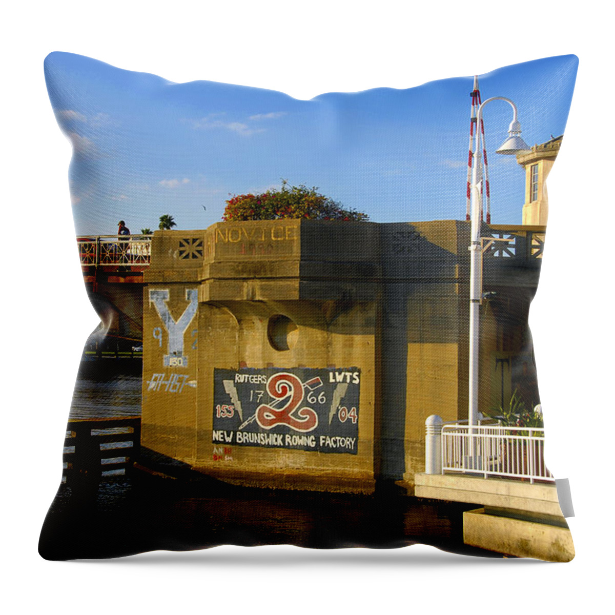 Hillsborough River Florida Throw Pillow featuring the photograph Rowing Team art Rutgers Yale by David Lee Thompson