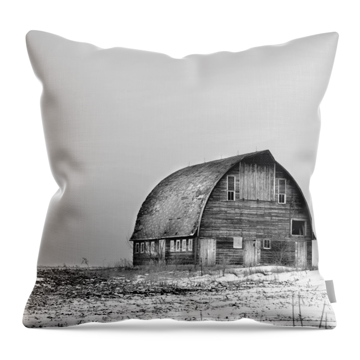 Rustic Throw Pillow featuring the photograph Royal Barn BW by Bonfire Photography