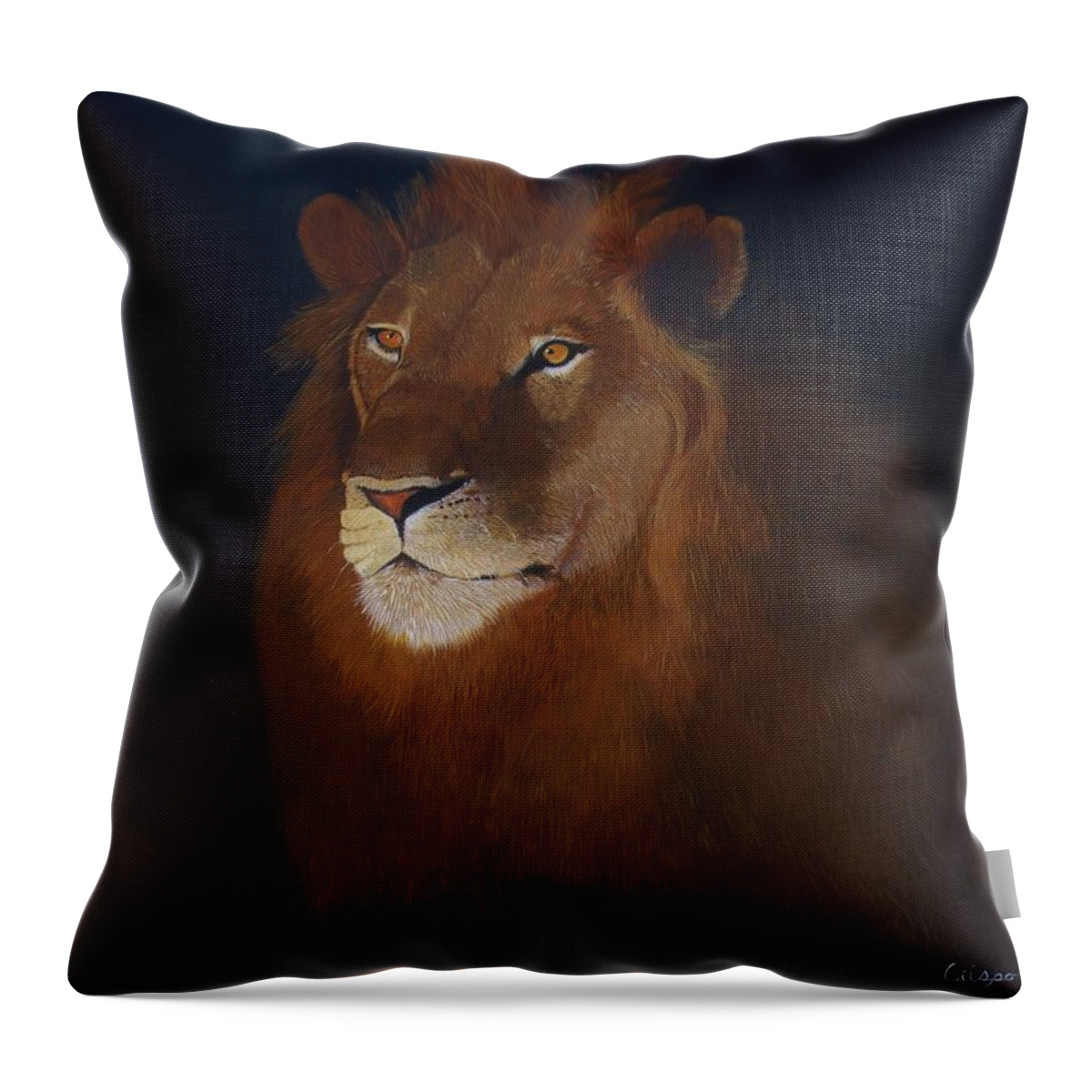 Lion Throw Pillow featuring the painting Royalty by Jean Yves Crispo