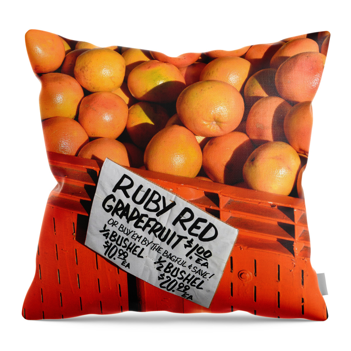 Ruby Red Grapefruit Throw Pillow featuring the photograph Ruby Red Graprfuit by David Lee Thompson
