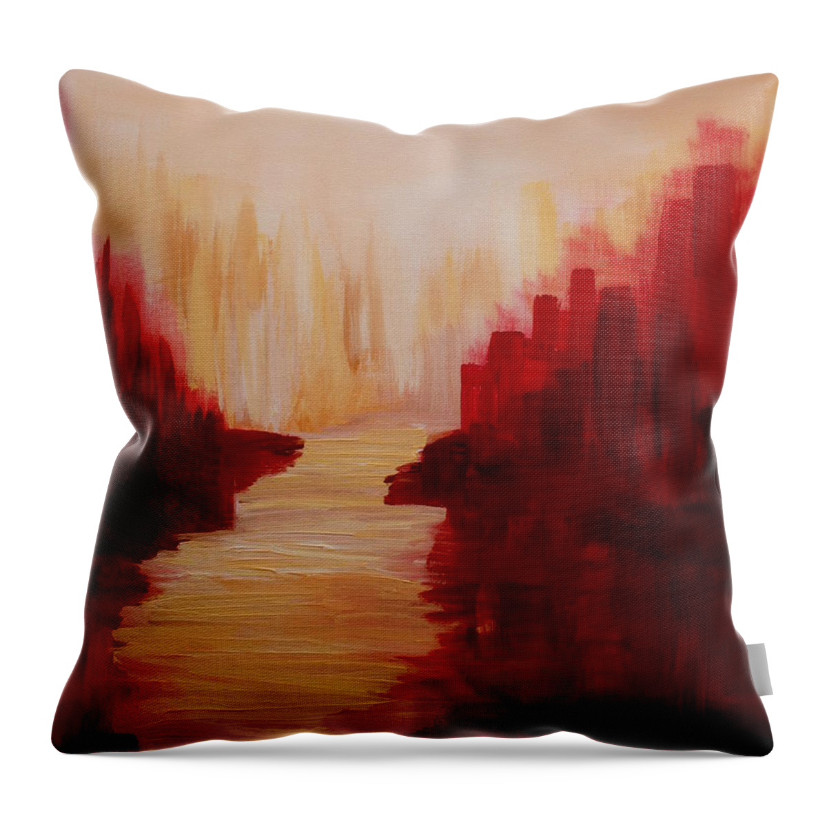 Abstract Throw Pillow featuring the painting Ruby Way 2 by Julie Lueders 